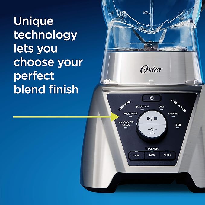 Oster Pro Smoothie Blender with Texture Select Countertop Blender with Tritan Jar &amp 2 To-Go Cups Brushed Nickel