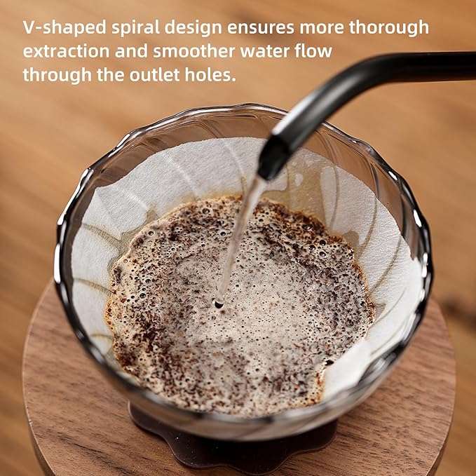 Bincoo Clear Glass Drip Coffee Maker Set - 500ML Glass Coffee Server Coffee Carafe with Walnut Dripper and 50PCS Paper Filter
