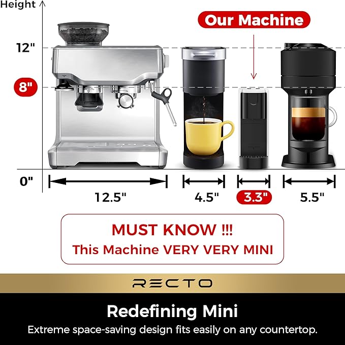 CHULUX RectoCafé Espresso Machine for Nespresso Original Capsule Pod 20 Bar Professional Italian Pump Coffee Machine Extra Mini Espresso Maker for Home &amp Office White