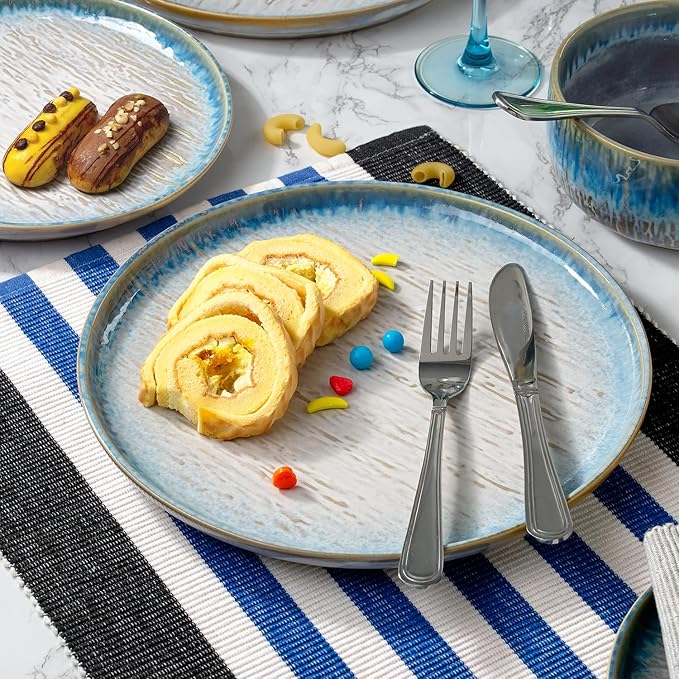 Joseph Sedgh Collection “Talia” 12-piece Stoneware Dinnerware Set with Reactive Glaze Finish Service for 4 Blue Reactive Glaze