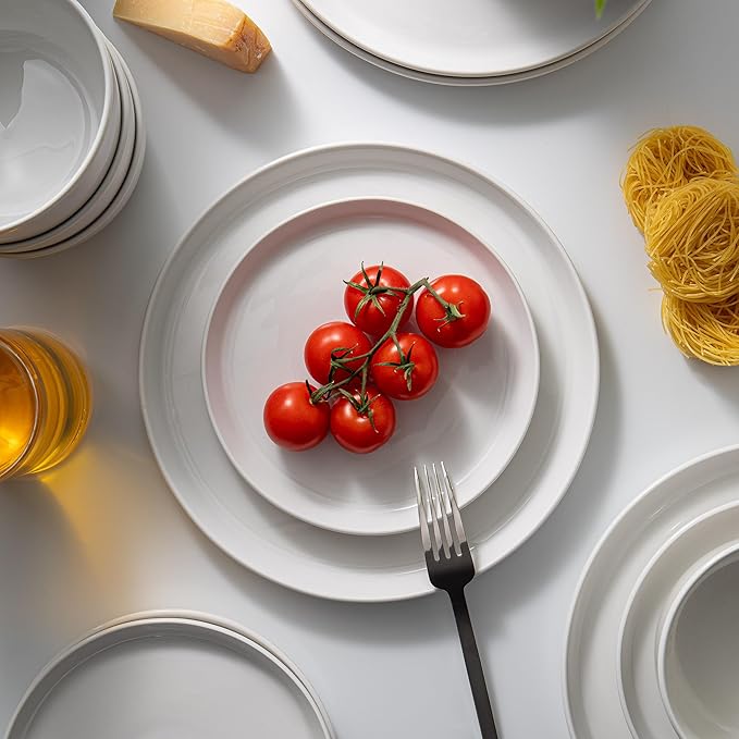 Dinnerware Sets Fine Porcelain Dinnerware Sets Plates and Bowls Sets Dishes 12-Piece Service for 4 Soft White