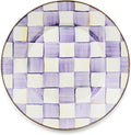 MACKENZIE-CHILDS Enamel Dinner Plate Decorative Dinnerware Plate 10 Inches Purple-and-White Violet Check