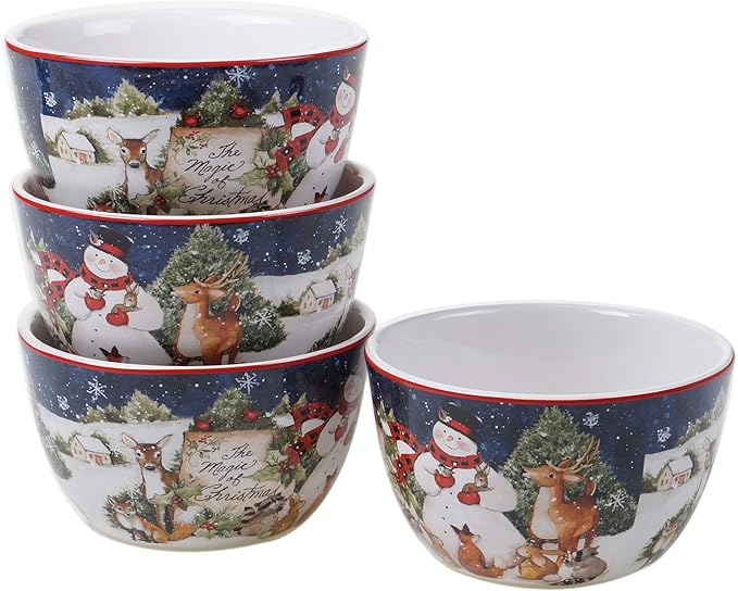 Magic of Christmas Snowman 16-Piece Holiday Dinnerware Set – Service for 4 – Cheerful Winter Plates Mugs &amp Bowls for Family Meals Holiday Gatherings &amp Festive Table Settings