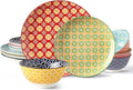 Ceramic Dinnerware Sets for 4 12 Pieces Plates and Bowls Set with Vibrant Color Stoneware Dishes Set Dishwasher &amp Microwave Safe