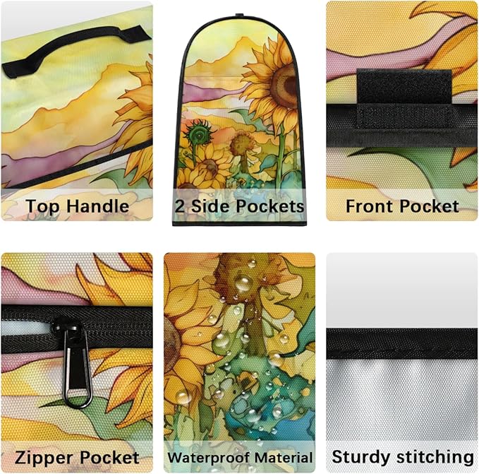 cfpolar Kitchen Aid Mixer Cover Compatible with 6-8 Quarts Watercolor Sunflower Plant Stand Mixer Cover Kitchen Aid Mixers Accessories Appliance Organizer Bag Dust Covers with Zipper Pocket