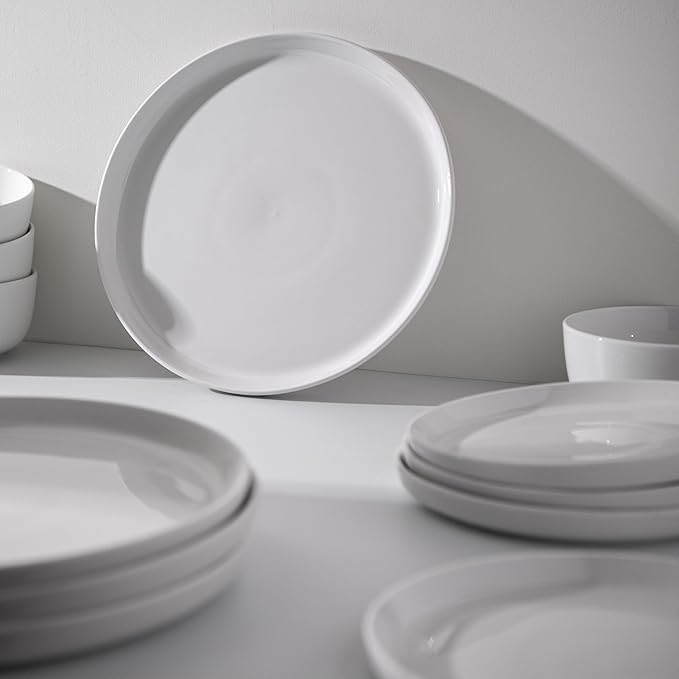 Dinnerware Sets Fine Porcelain Dinnerware Sets Plates and Bowls Sets Dishes 12-Piece Service for 4 Soft White
