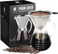 Bean Envy Pour Over Coffee Maker High-Heat Borosilicate Glass with Reusable Stainless Steel Filter Glass Coffee Maker (20 Oz)