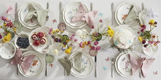 Lenox Dinnerware Set Butterfly Meadow 28-Piece Set Service For 4 Porcelain Plates With Scalloped Edges Plates And Bowls Sets Microwave Safe Dishwasher Safe Home &amp Kitchen (28 Piece Assorte