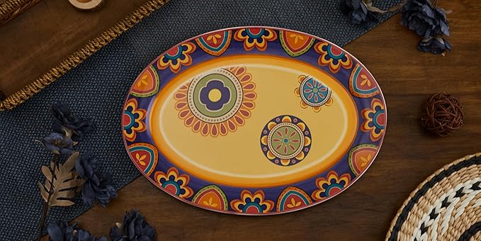 Bico Tunisian Ceramic 16 inch Oval Platter Microwave &amp Dishwasher Safe