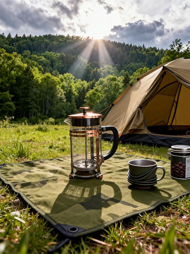 French Press Coffee Maker 34Oz Coffee Press with 304 Stainless Steel 4 Filters Borosilicate Glass Heat Resistant Carafe 100% BPA-Free Teapot &amp Coffee Press Copper Finish