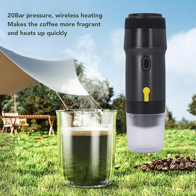 aqxreight Portable Coffee Maker Fast Heating Easy To 20 Bar USB Car Charger Electric Coffee Machine for Outdoor Camping Travel Hiking Portable Capsule Coffee Maker