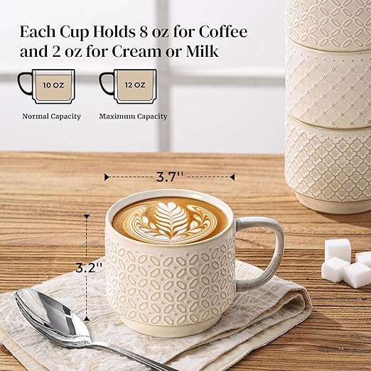 DOWAN 12oz Coffee Mugs Set of 4 and Pour Over Coffee Maker