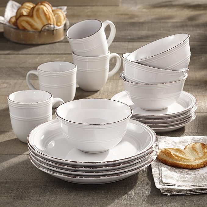 American Atelier 16 Piece Madelyn Dinnerware Set White