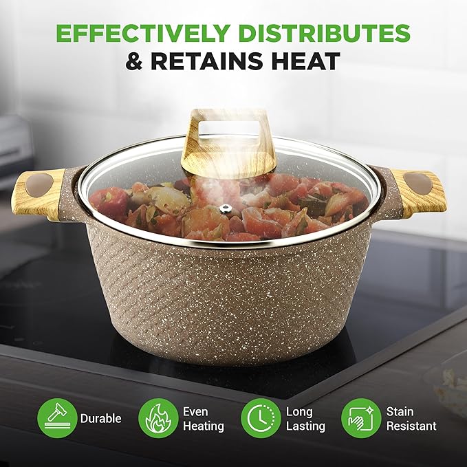Nutrichef 22-Piece Marble Non-Stick Cookware and Bakeware Set - Professional Home Kitchen Collection with Multi-Sized Pots Pans and Heat-Resistant Tools