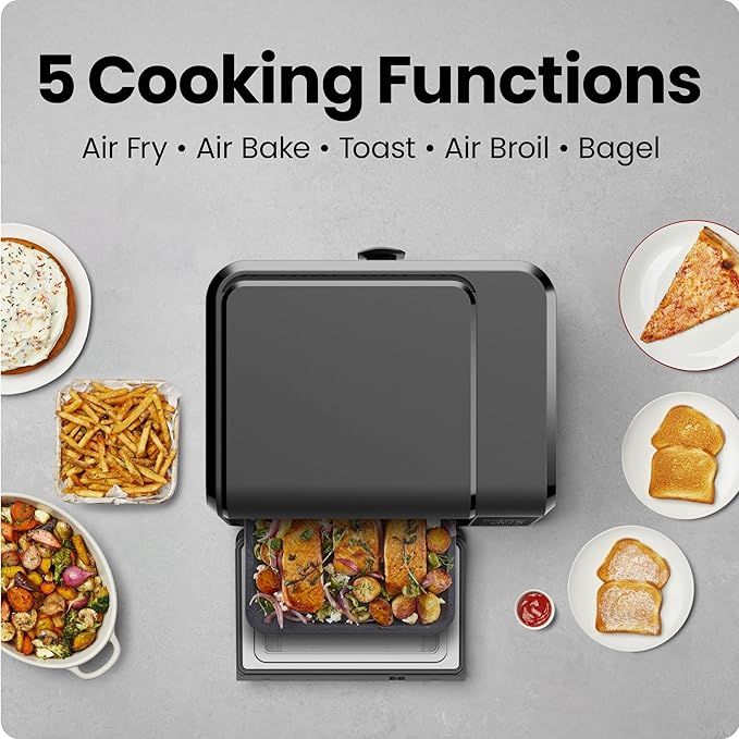 Chefman Air Fryer Toaster Oven Combo Countertop Oven for Quick &amp Healthy Meals Bake Broil Air Fry Toast and Bagel Functions 450°F Max Temp 4 Slice Toaster Oven Air Fryer Combo