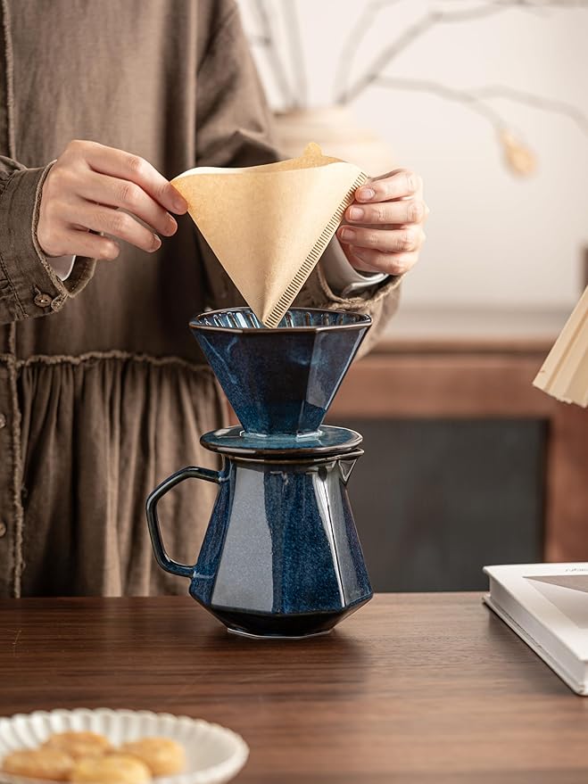 Pour Over Coffee MakerCeramic Coffee Maker With 40 pcs Paper Filter20oz/600ml Pour Over Coffee Dripper