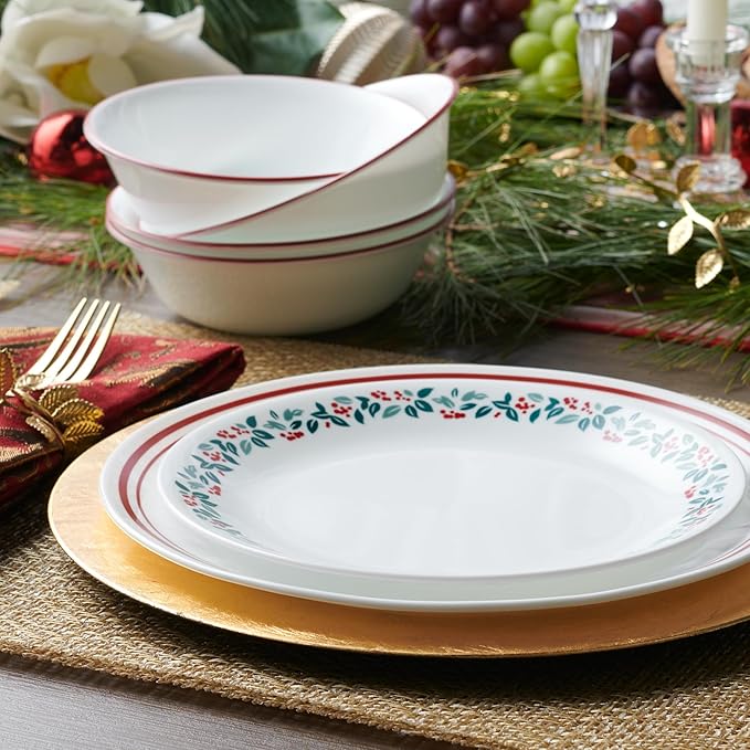 Corelle Vitrelle 18-Piece Service for 6 Dinnerware Set Triple Layer Glass and Chip Resistant Lightweight Round Plates and Bowls Set Logan