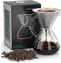 Coffee Gator Pour Over Coffee Maker - 27oz High Heat Borosilicate Glass with Reusable Stainless Steel Filter Drip Coffee Brewer Dripper Set Carafe 800ml Clear