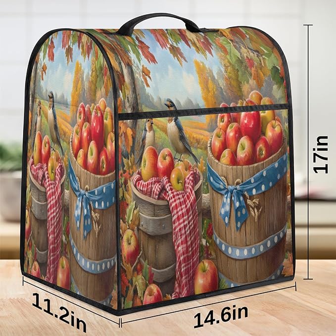 cfpolar Kitchen Aid Mixer Cover Compatible with 6-8 Quarts Autumn Apple Maple Leaves Bird Stand Mixer Cover Kitchen Aid Mixers Accessories Appliance Organizer Bag Dust Covers with Zipper Pocket