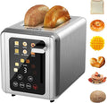 WHALL Touch Screen Toaster 2 Slice Stainless Steel Digital Timer Toasters with Sound Function Smart Extra Wide Slots Toaster with Bagel Cancel Defrost (silver)