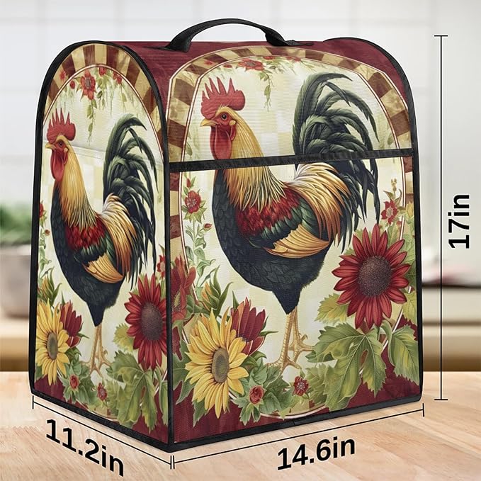 cfpolar Kitchen Aid Mixer Cover Compatible with 6-8 Quarts Rooster Sunflower Farmhouse Stand Mixer Cover Kitchen Aid Mixers Accessories Appliance Organizer Bag Dust Covers with Zipper Pocket