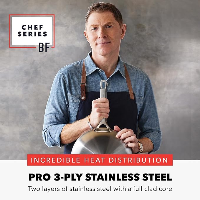 GreenPan x Bobby Flay 10 Piece Stainless Steel Cookware Set Tri-Ply Multiclad Pots &amp Pans Professional Grade Oven &amp Broiler Safe to 600°F Dishwasher Safe Durable Induction Compatible Si