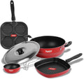 Sumeet Ruz 2.6 mm Thick Non-Stick Cookware Set (Mini Multi Snack Maker 19.5 cm Dia Kadhai with Lid 1.5 Ltr Capacity and 20 cm Dia Grill Pan 1.1 Ltr Capacity and 22 cm Dia Grill Pan 1.1 Ltr)