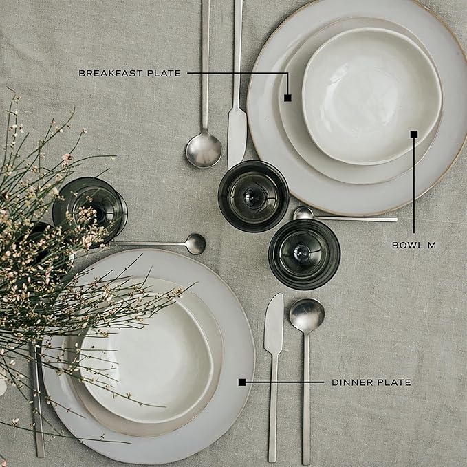 Serax 12-Piece Dinnerware Set for 4 | La Mère tableware by Marie Michielssen | 4 white Dinner Plates 4 Small Plates 4 Bowls | Stoneware Home Kitchen Essentials Sets | Dishware and Dishes