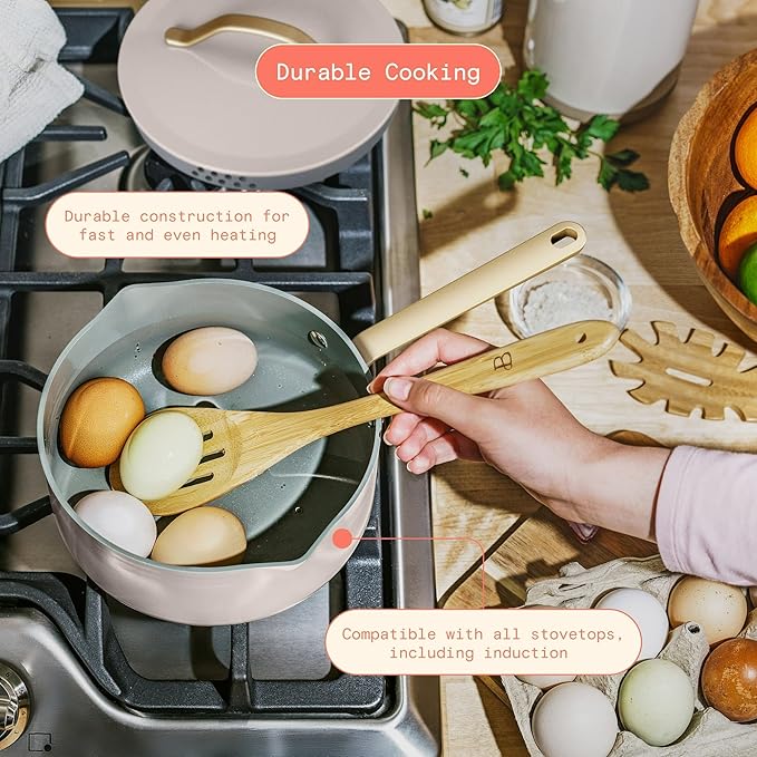 12-Piece Ceramic Non-Stick Cookware Set | Pots and Pans with Strainer Lids &amp Pour Spouts | Induction &amp Oven Safe to 500°F | PFOA-Free Stay-Cool Handles