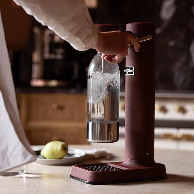 Aarke Carbonator lll Sparkling &amp Carbonation Water Machine Stainless Steel with PET BPA-Free Reusable Bottle Volume 1L/34 fl oz (Burgundy)