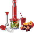 Moss &amp Stone Electric Hand Blender Set 300W Immersion Hand Blender with Whisk and Chopper Stainless Steel Shaft and Blades 2-Speed Handheld Mixer with Ergonomic Grip Red
