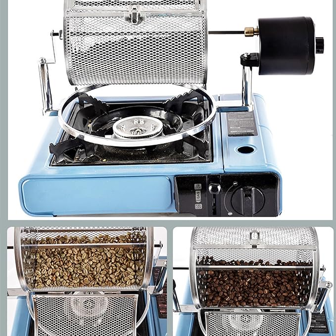 Drum Coffee Bean Roaster MachineMovable Lock SafeAdjustable Rotation Speed Stainless Steel Coffee Bean Roaster for Raw Beans