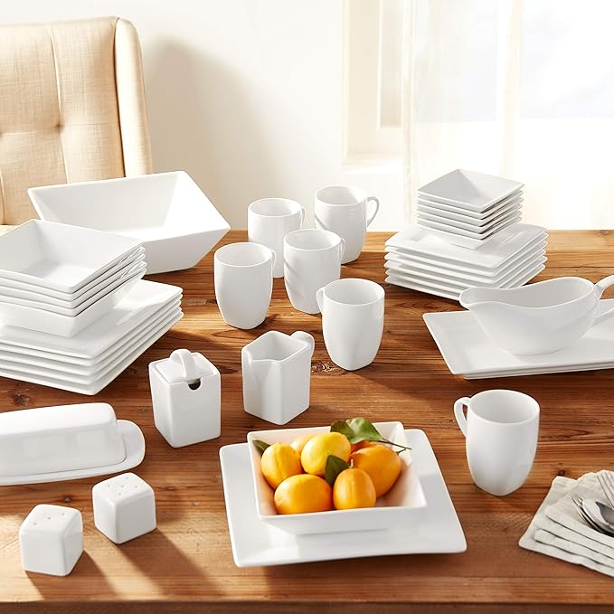 10 Strawberry Street Nova Square 40 pc Dinnerware Set Cream White