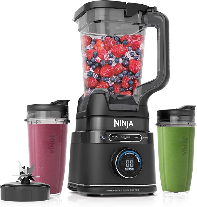 Ninja Blender &amp Food Processor All-in-One | For-Smoothies Food and More | Kitchen Countertop | Includes 72 oz. Pitcher &amp (2) 24 oz. To-Go Cups with Lids | 1800 Watt | Black | TB301