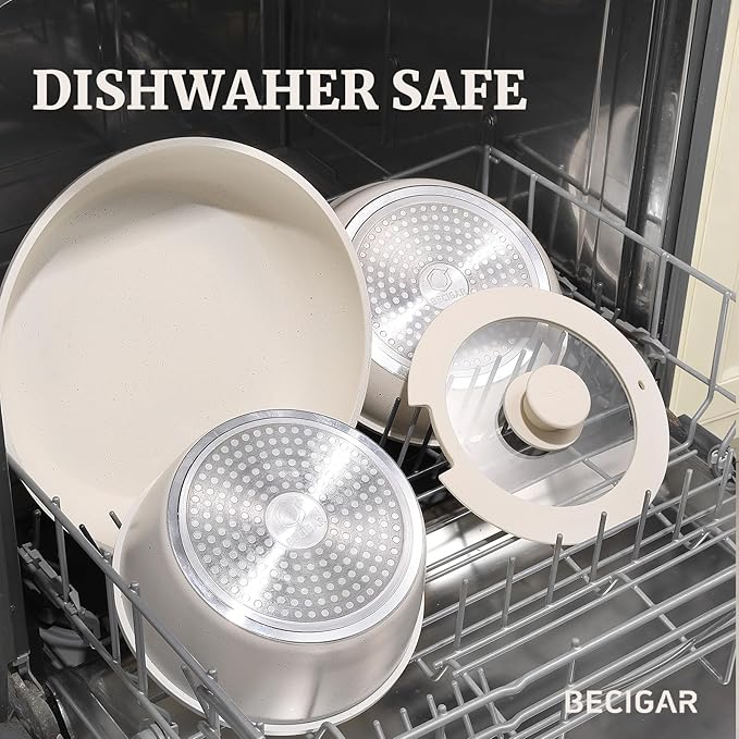 8pcs Ceramic Pots and Pans Set Non Stick Cookware Set Detachable Handle Cookware Induction Kitchen Cooking Set with Removable HandleOven Safe Induction Fast Stackable Cookware Set