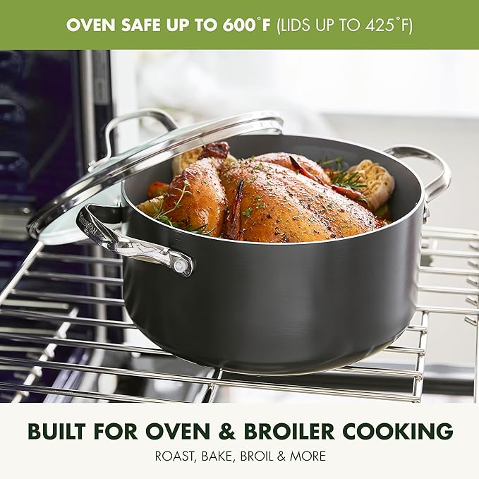 GreenPan Valencia Pro Ceramic Nonstick 22 Piece Cookware Set Hard Anodized PFAS-Free Pots &amp Pans Induction Ready Compatible on All Cooktops Dishwasher Safe Oven Safe to 600F Gray
