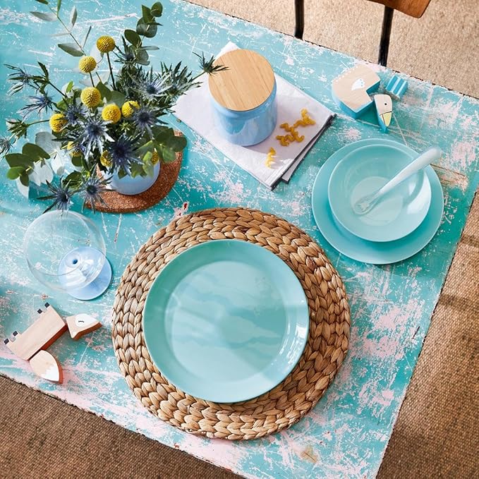 Luminarc Diwali Turquoise Opal Dinnerware Set 18 Pieces – 6 People Opal Suitable Microwave Safe Fridge Stackable