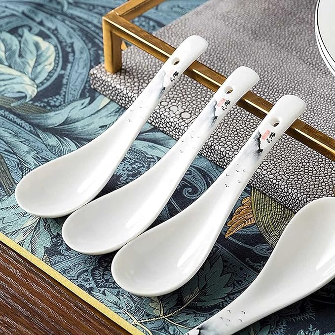 Black and White Plates and Bowls SetChinese Dinner SetDish Set/Tableware SetChinese Ancient Ink Painting Design Dinnerware Sets for 4/6-for HomeKitchen and Dinning18 Pieces