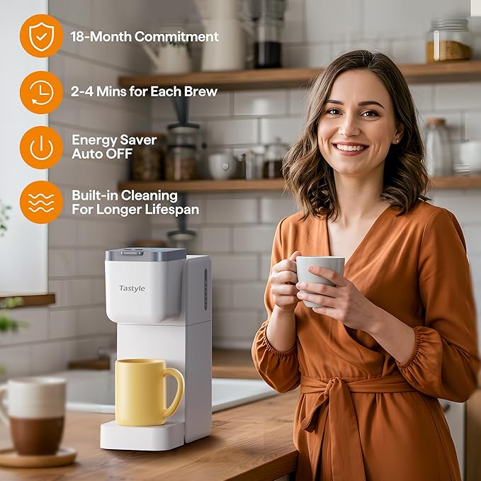 Single Serve Coffee Maker for K Cup Ground and Tea Hot and Iced Coffee Machines with Bold Setting 6 to 16 Oz Brew Sizes Compact for Small Spaces White (2.0 Version)