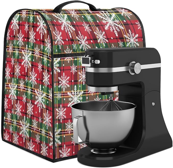 cfpolar Kitchen Aid Mixer Cover Compatible with 6-8 Quarts Christmas Snowflakes Xmas Stand Mixer Cover Kitchen Aid Mixers Accessories Appliance Organizer Bag Dust Covers with Zipper Pocket