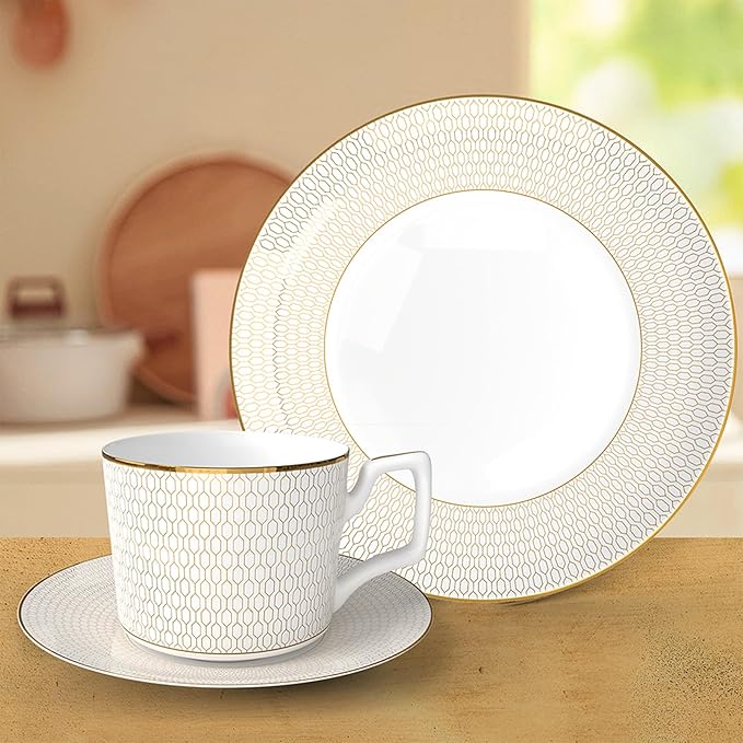 gold trim dinnerware set service for 4 16 pieces porcelain dishes set ceramic plate sets for dinner party anniversary brunch banquet