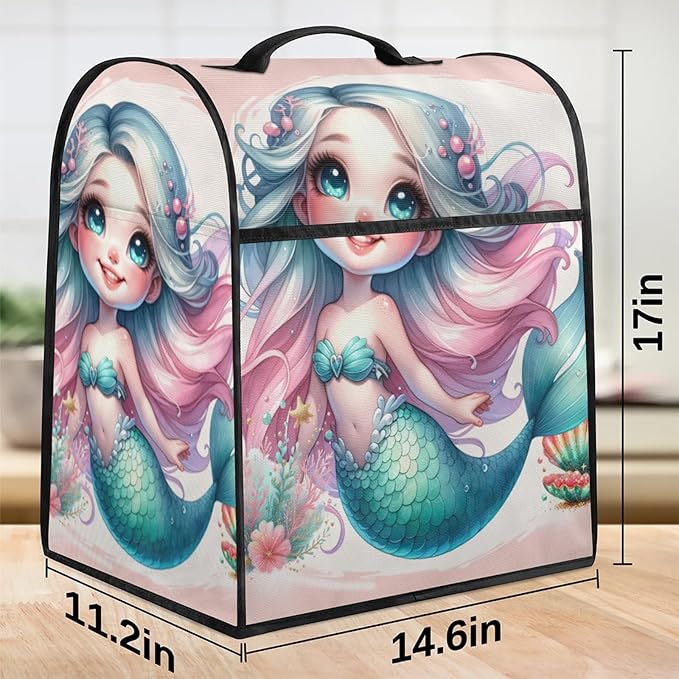 cfpolar Kitchen Aid Mixer Cover Compatible with 6-8 Quarts Mermaid Shell Ocean Stand Mixer Cover Kitchen Aid Mixers Accessories Appliance Organizer Bag Dust Covers with Zipper Pocket