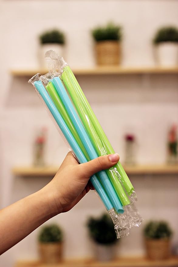 Karat [1600 ct] 9 Boba Straws (10mm Diameter) Individually Wrapped Assorted Solid Colors (C9060s)
