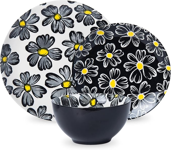 12-pieces Dinnerware Set Ceramic Dish Set Plates Sets Service for 4 Bowl Sets Stoneware Dinnerware Sets 12pcs Plate and Bowl Set for kitchen