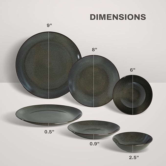 Mino Lightweight Dinner Set set of 12 onyx black