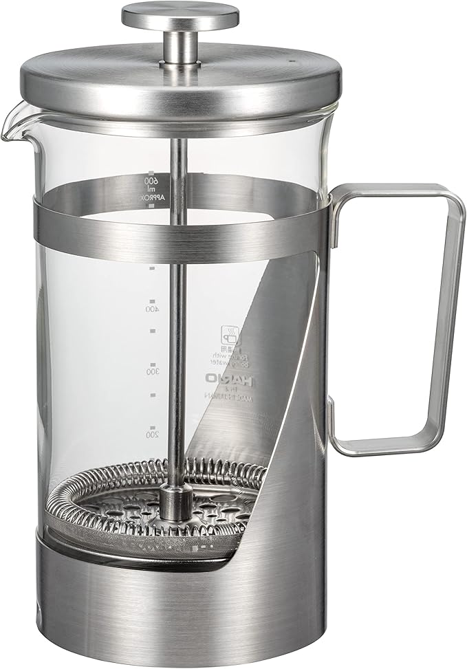 HARIO THSV-4-HSV Hairline Silver Pressed Coffee Heat Resistant Glass Stainless Steel Practical Capacity 20.3 fl oz (600 ml)