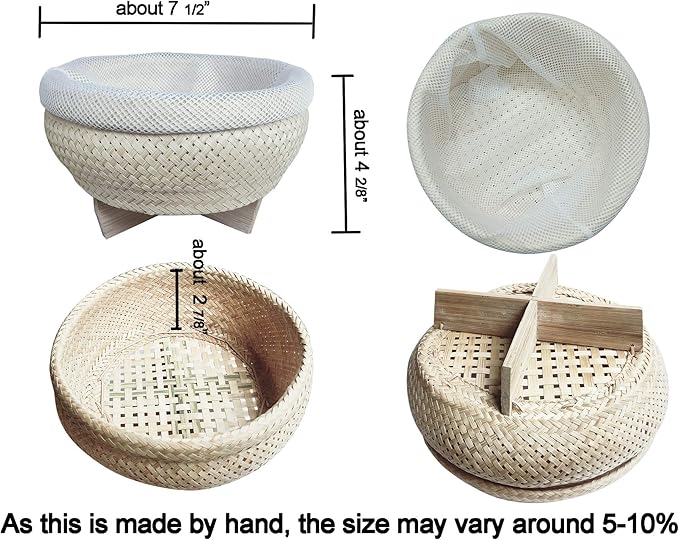 Plai Na Thai Sticky Rice Basket Steamer Bamboo for Pot Electric Cooker Asian Food