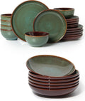 24 Pieces Dinnerware Sets with Pasta Bowls Sage Green