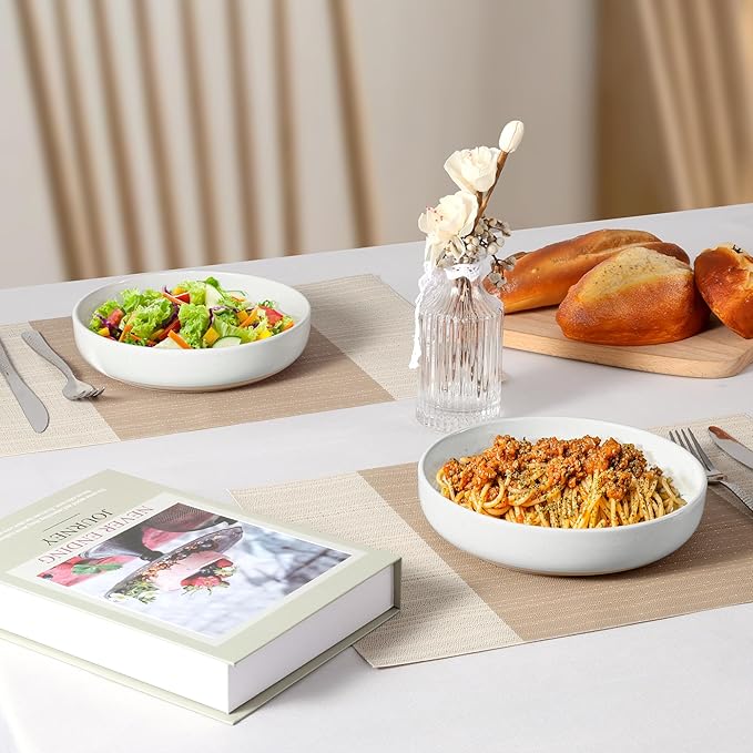 LIANYU 24 Pieces Dinnerware Sets with Pasta Bowls for 6 Stoneware Plates and Bowls Dish Set Ceramic Dinner Set for Salad Cereal Dinner Microwave &amp Dishwasher Safe Three-color