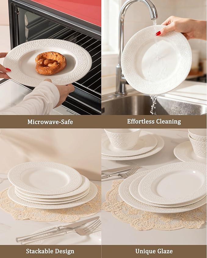 Dinnerware sets plates and bowls sets modern platesCeramic Dinnerware Sets12 Pieces Porcelain Lightweight PlatesScratch Resistant Dish Set (style - 13 4 - Set (12pcs))